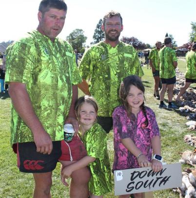 Winton residents Brett (left) and Zoe (5) Middleton, Barry Crowe and Nikita Middleton (6), all of...