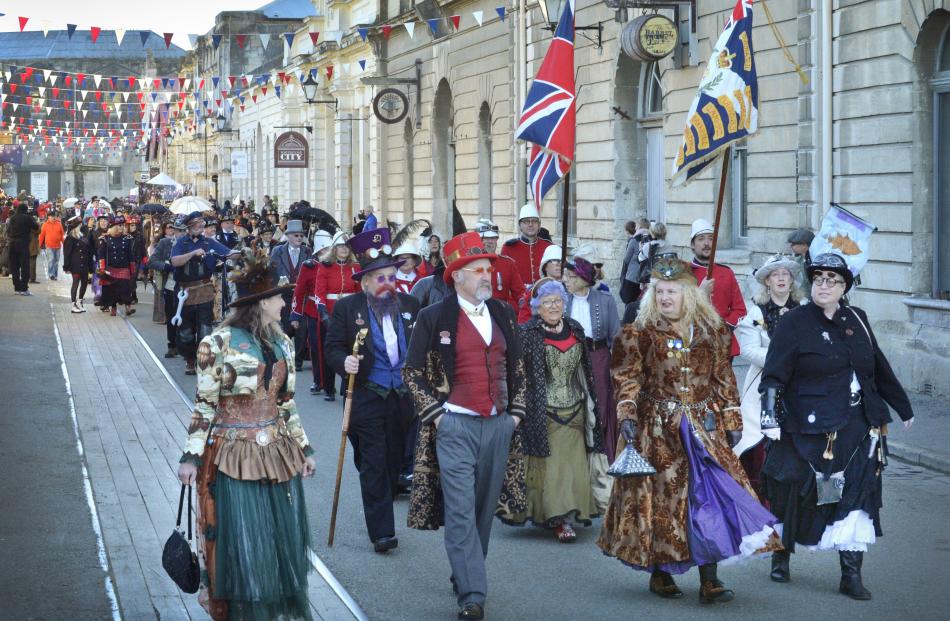 Steampunk enthusiasts parade down Harbour St on Saturday as part of the Steampunk NZ Festival...