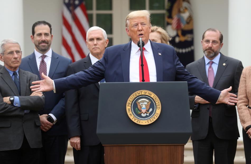 US President Donald Trump speaking at the White House on Friday. Photo: Reuters 