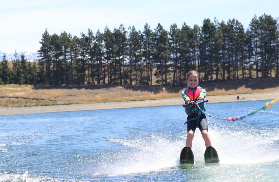 Tessa Sim, 8, on Lake Camp last summer, but with the declining lake levels she may not get the...