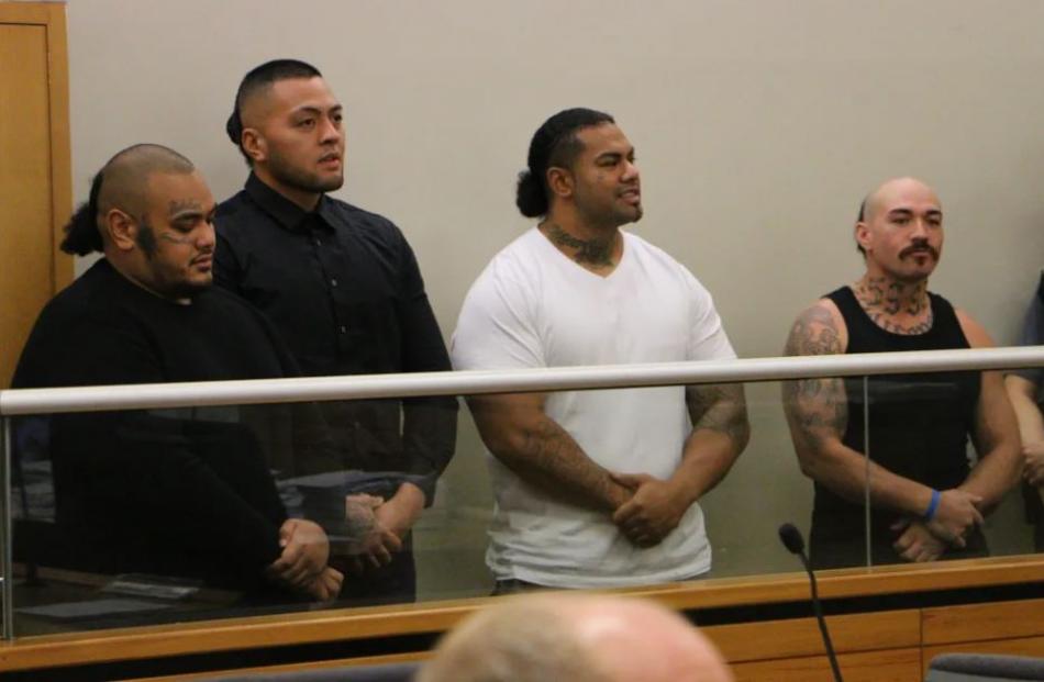 Comanchero members on trial in Auckland District Court in 2020. Photo: RNZ / Tom Furley