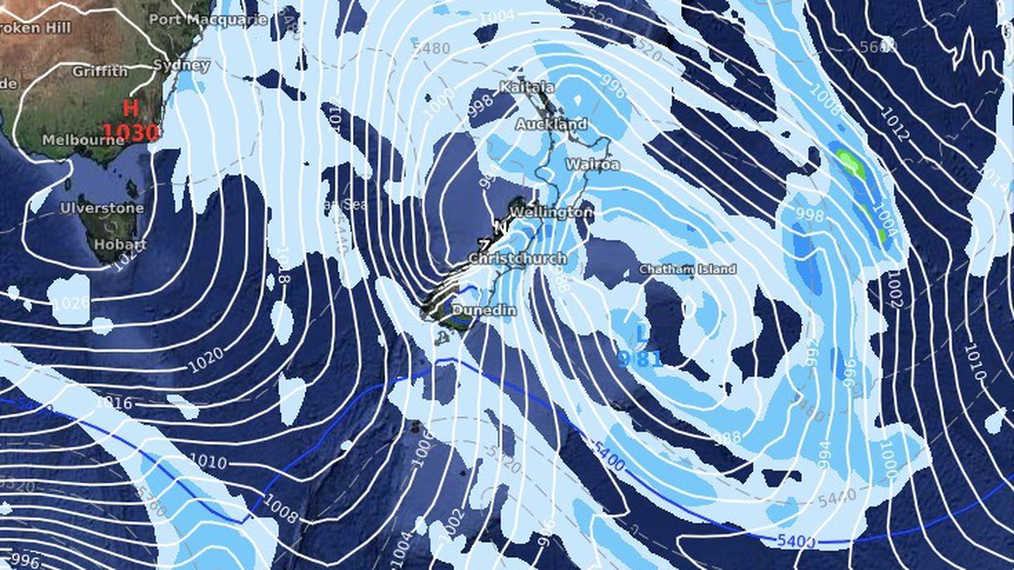 Colder southerlies will affect the North Island on Monday as pictured above. Photo: weatherwatch...