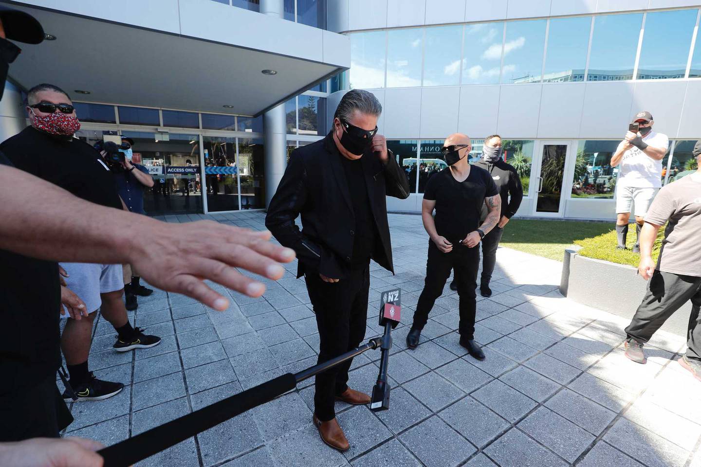 Brian Tamaki told supporters outside the police station that he had the right to protest.  Photo:...