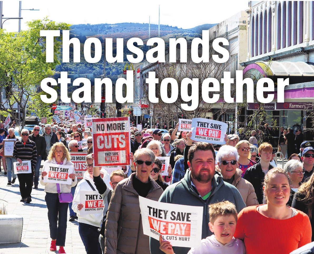 About 35,000 people take to the streets on Saturday to protest against cuts to the new Dunedin...