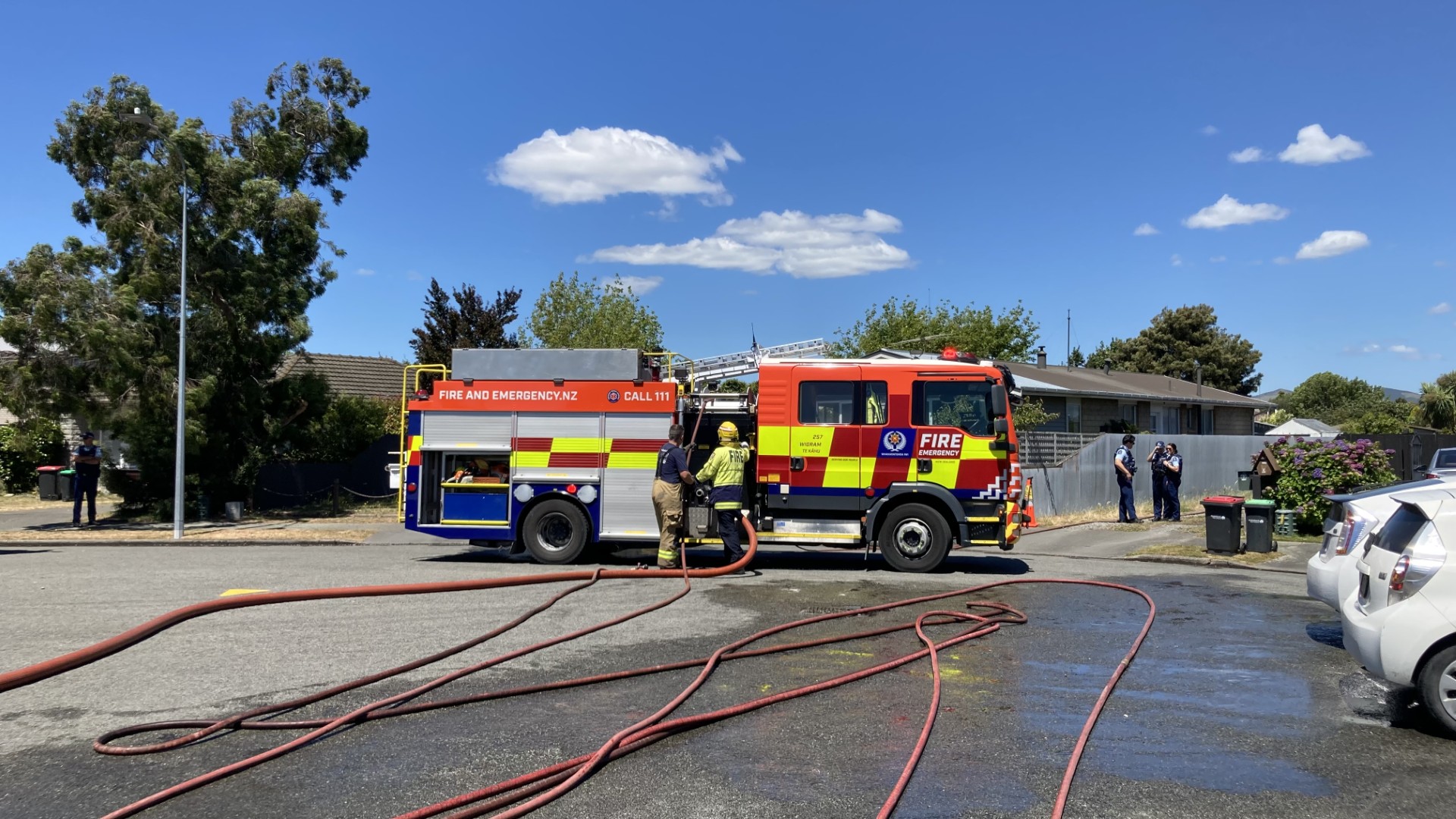 Emergency services were notified of the blaze on Dickson Cres at 12.53pm. Photo: Geoff Sloan