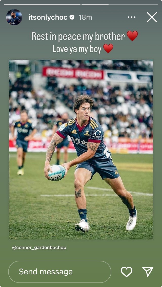 Highlanders winger Jona Nareki shared this on Instagram.