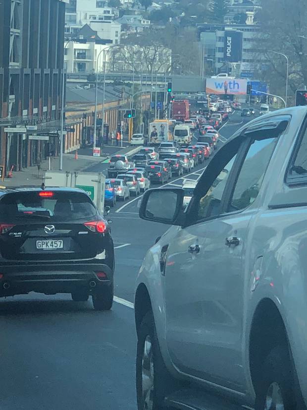 Traffic was heavy 20 minutes before midday as motorists battled to get home in time for lockdown....