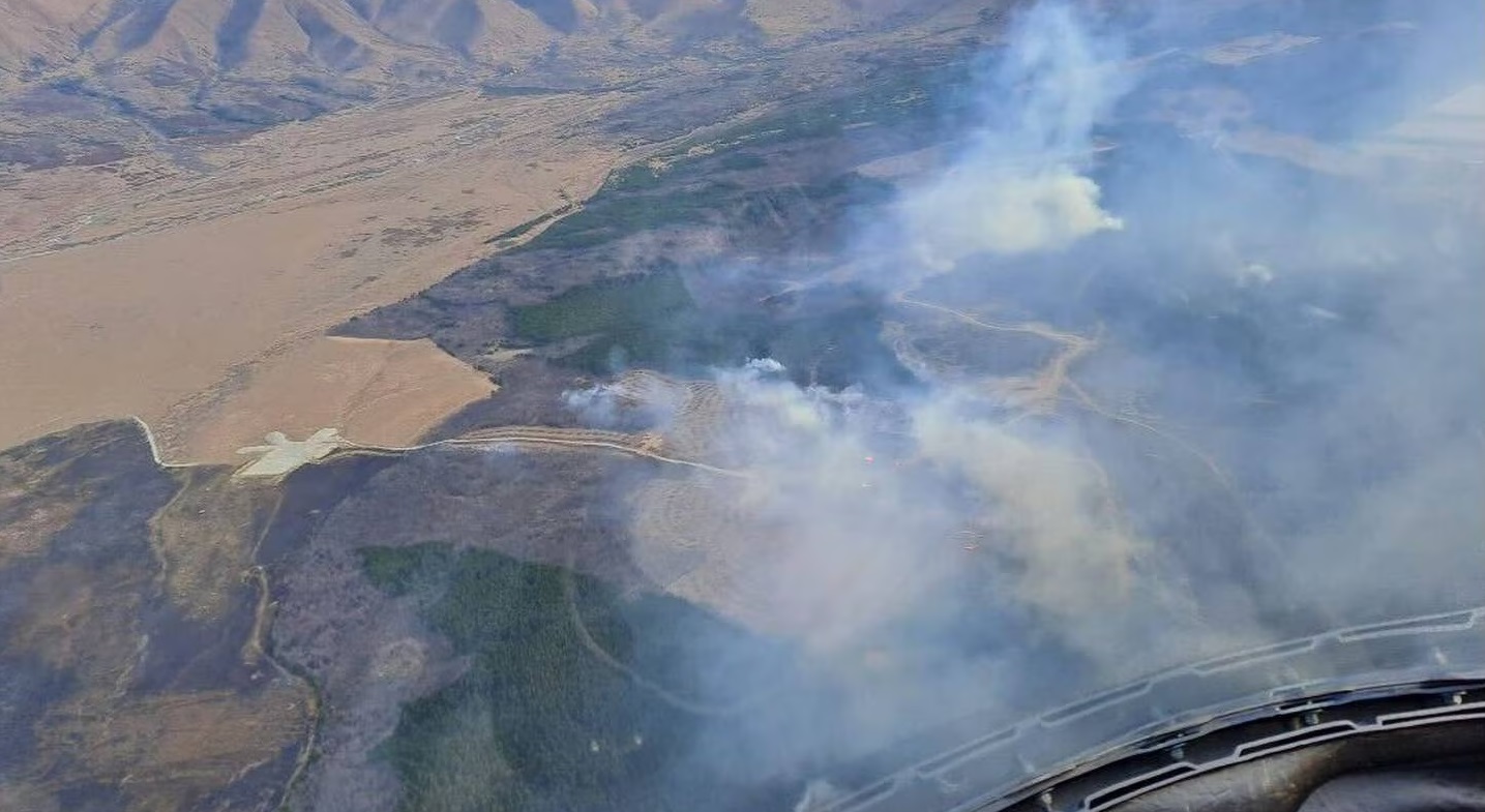 An aerial shot shows the extent of the southern blaze. Photo: Fire and Emergency New Zealand