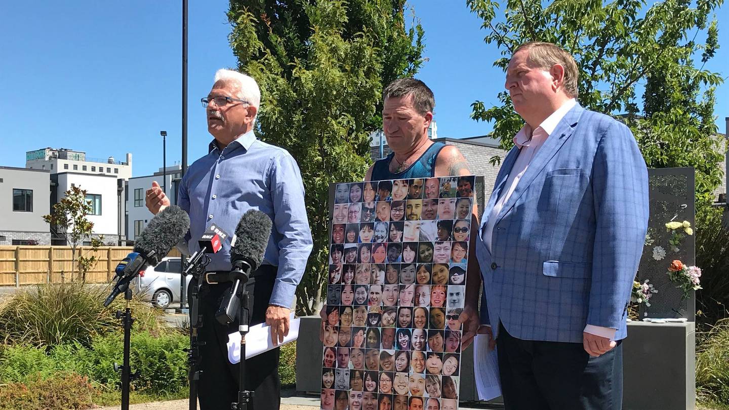 Maan Alkaisi (left), Brendan Baker and David Lynch (right) representing the CTV Families Group at...