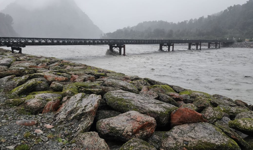 Experts are keeping a close eye on the Waiho River near Franz Joseph. Photo: West Coast Regional...