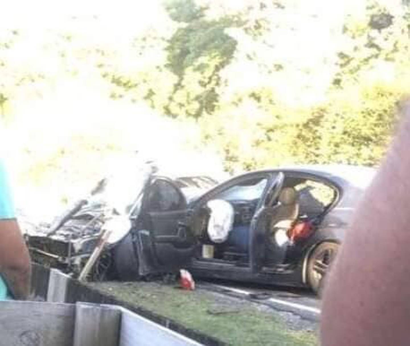 The two cars following the crash that left one dead and the Woolley family injured. Photo: Supplied