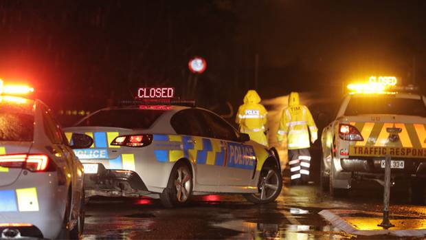 Roads near the Whenuapai base were closed off tonight. Photo: NZ Herald 