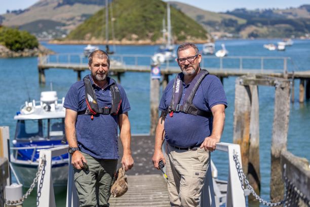 Deputy harbourmaster Pete Dryden (left) and harbourmaster Steve Rushbrook with the harbourmaster...