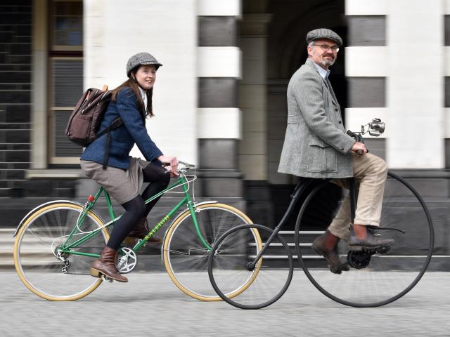 Dunedin Gasworks Museum trustees Peter Petchey and Ruth Barton are all dressed up for tomorrow’s...