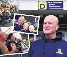 Highlanders supporter Joe Dovey has been denied his favourite seat at Forsyth Barr Stadium. PHOTO...